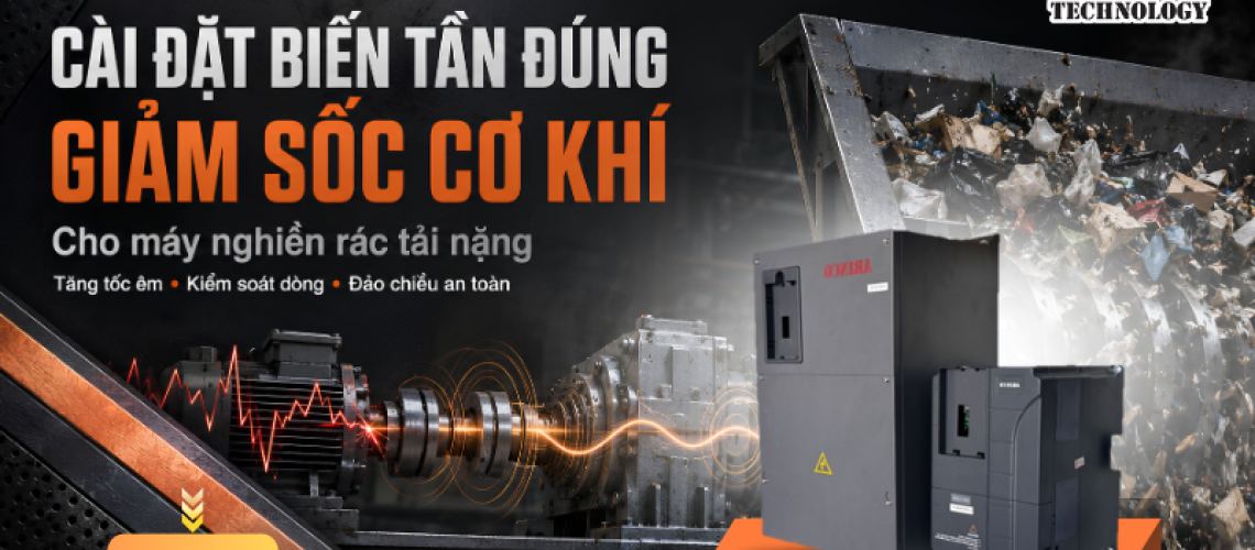 Cài đặt biến tần cho máy nghiền rác giúp hạn chế sốc cơ khí