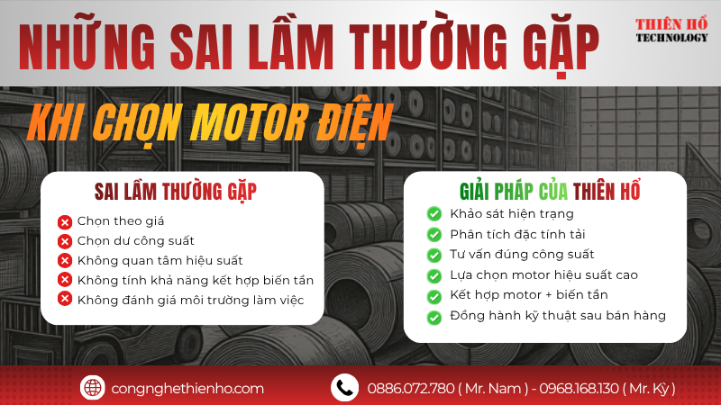 Những sai lầm khi lựa chọn motor điện cho doanh nghiệp