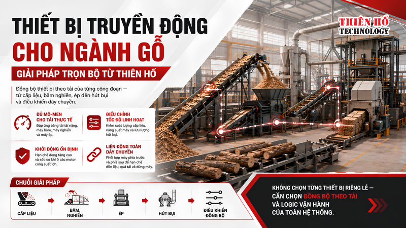 Thiết bị truyền động cho ngành gỗ: Thiên Hổ cung cấp giải pháp trọn bộ