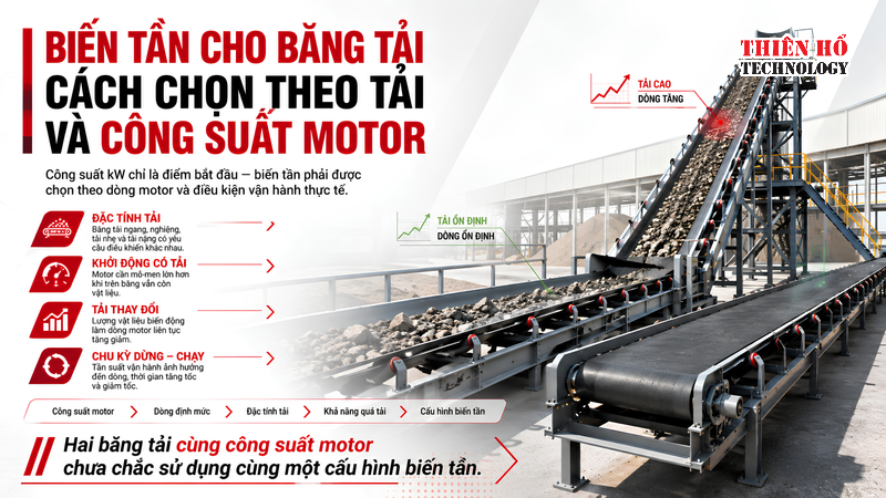 Biến tần cho băng tải: Cách chọn theo tải và công suất motor