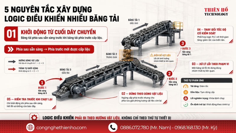 Những nguyên tắc quan trọng khi xây dựng logic điều khiển nhiều băng tải