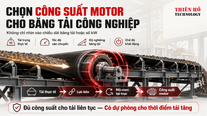 Chọn công suất motor cho băng tải công nghiệp như thế nào?