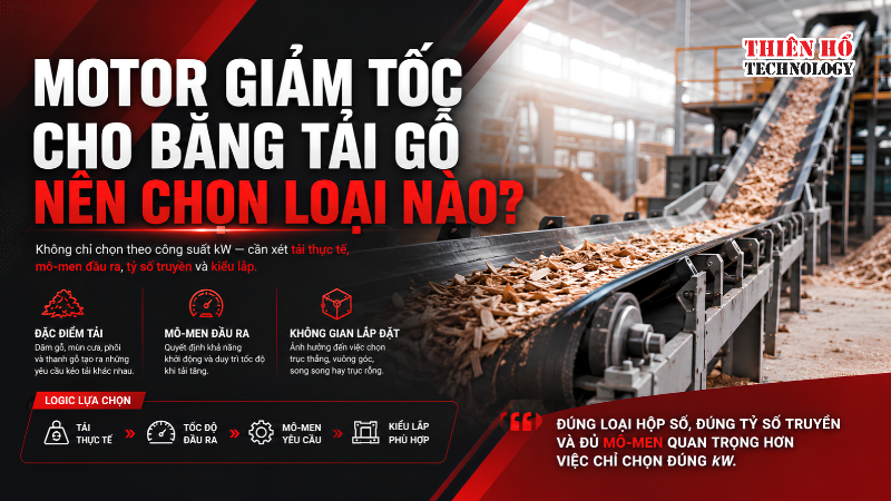 Motor giảm tốc cho băng tải gỗ nên chọn loại nào?