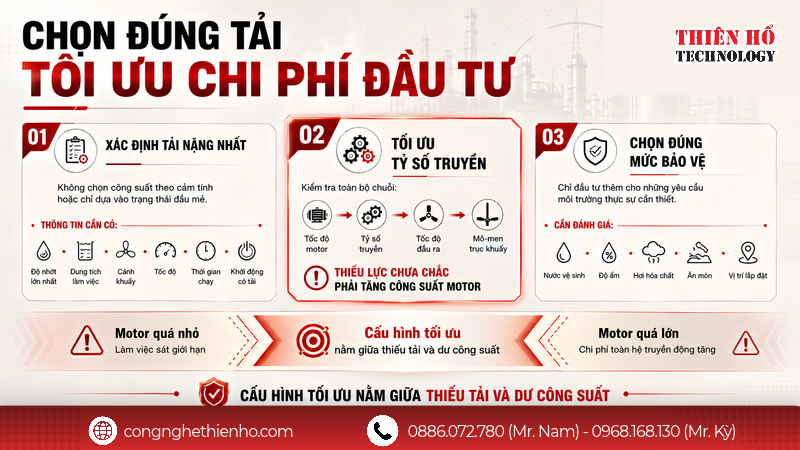 Cách chọn động cơ khuấy hóa chất vừa đúng tải vừa tối ưu chi phí