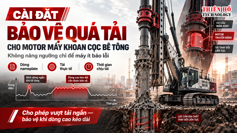 Motor máy khoan cọc bê tông: Cách cài đặt bảo vệ quá tải cho Motor trên biến tần ARINCO