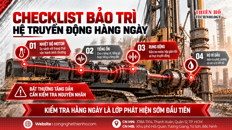 Checklist bảo trì hệ truyền động hằng ngày