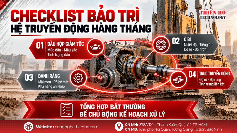 Checklist bảo trì hệ truyền động hằng tháng
