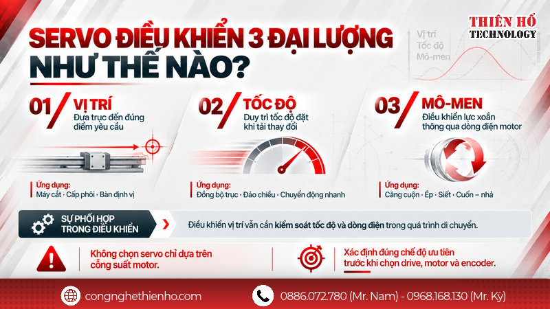 Motor servo khác motor 3 pha thông thường như thế nào?