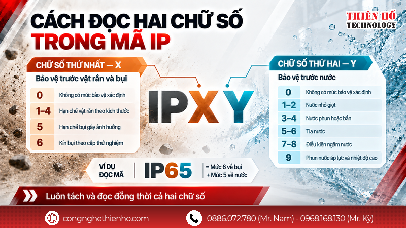 Ý nghĩa của hai chữ số trong cấp bảo vệ IP