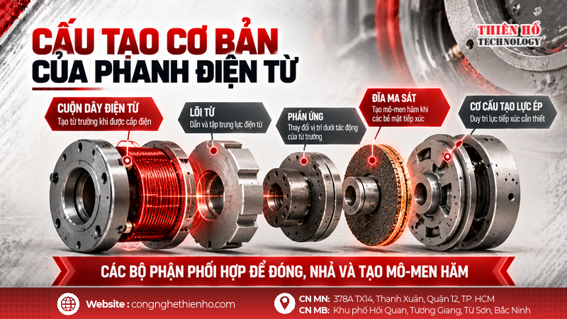Cấu tạo cơ bản của phanh điện từ