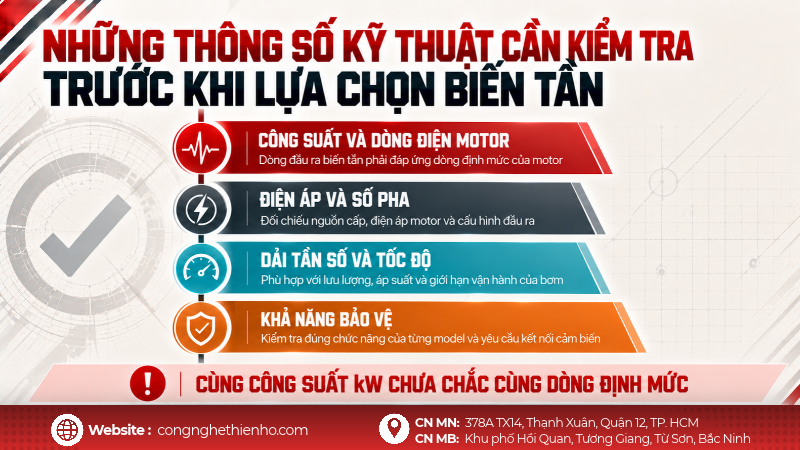 Những thông số kỹ thuật cần kiểm tra trước khi lựa chọn biến tần
