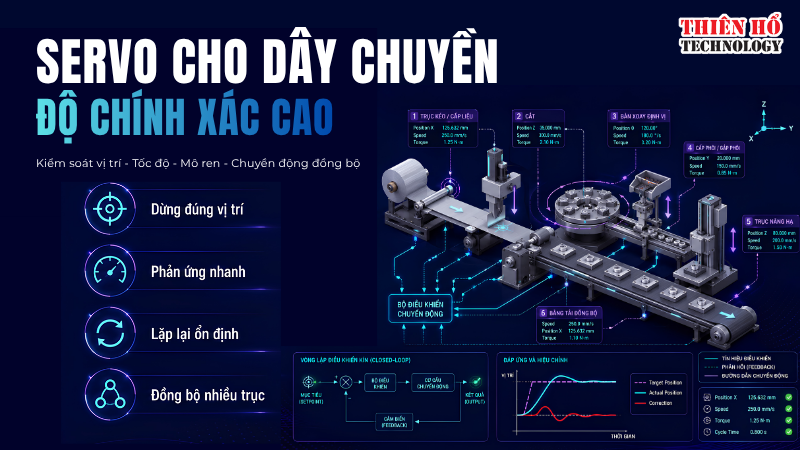 Servo cho dây chuyền yêu cầu độ chính xác cao: Kiểm soát vị trí, tốc độ và chuyển động đồng bộ