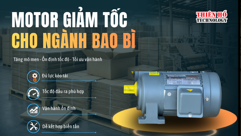 Motor giảm tốc cho ngành bao bì : Tăng mô-men, ổn định tốc độ và tối ưu vận hành
