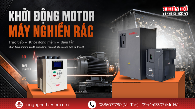 Khởi động Motor máy nghiền rác : So sánh khởi động trực tiếp, khởi động mềm và biến tần