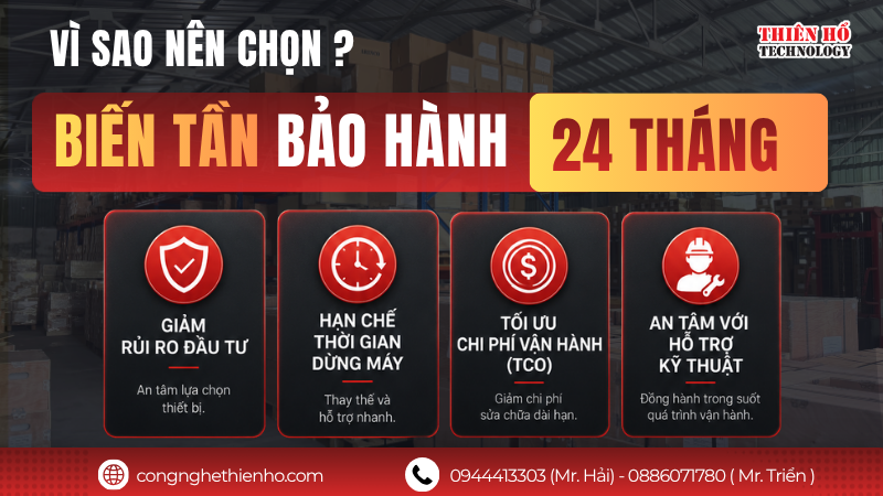 Vì sao doanh nghiệp nên ưu tiên biến tần bảo hành 24 tháng khi đầu tư hệ thống truyền động?
