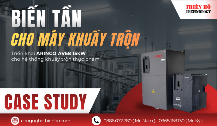 Giải pháp biến tần cho máy khuấy trộn thực phẩm với tủ ARINCO AV68 15kW