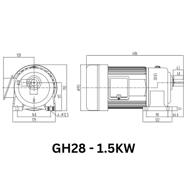 MOTOR GIẢM TỐC GIMO DÒNG CHÂN ĐẾ GH28-1.5KW-10