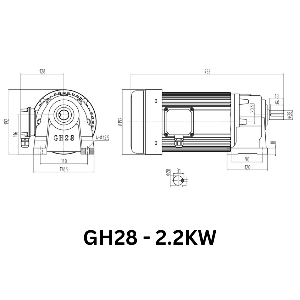 MOTOR GIẢM TỐC GIMO DÒNG CHÂN ĐẾ GH28-2.2KW-5