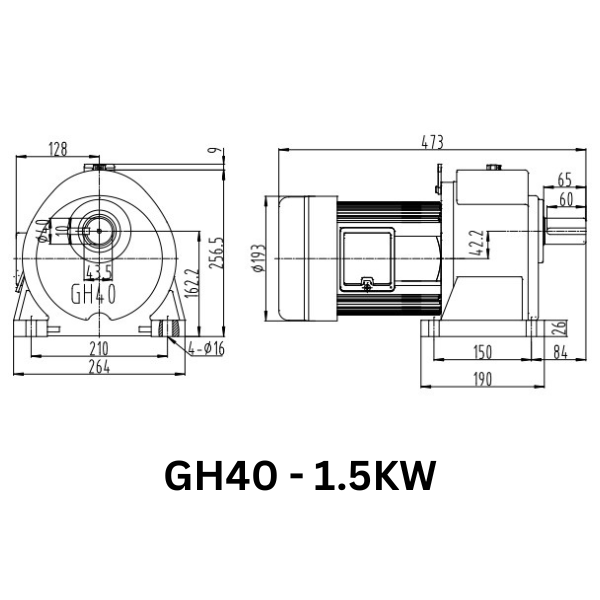 MOTOR GIẢM TỐC GIMO DÒNG CHÂN ĐẾ GH40-1.5KW-50