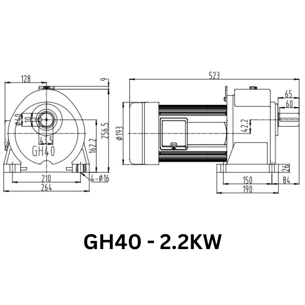 MOTOR GIẢM TỐC GIMO DÒNG CHÂN ĐẾ GH40-2.2KW-30