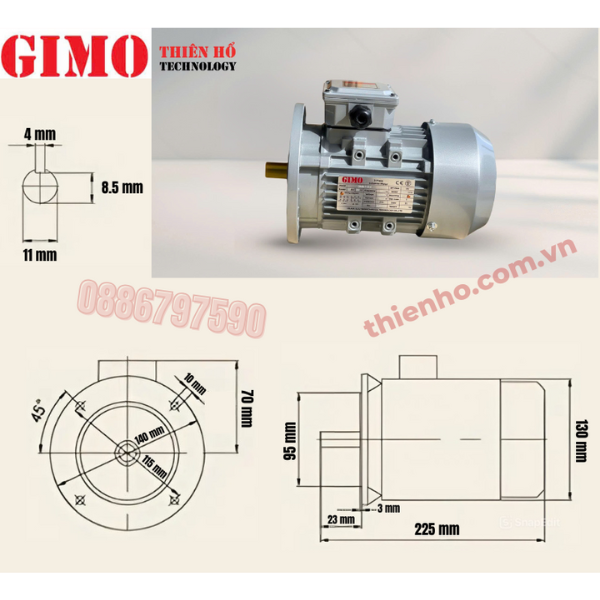 MÔ TƠ ĐIỆN 3 PHA 0.25KW GMS-632-2