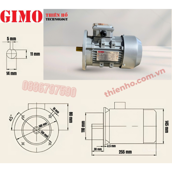 MÔ TƠ ĐIỆN 3 PHA 0.37KW GMS-711-2