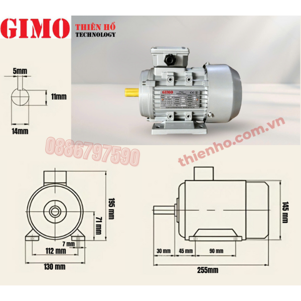 MÔ TƠ ĐIỆN 3 PHA 0.25KW GMS-711-4