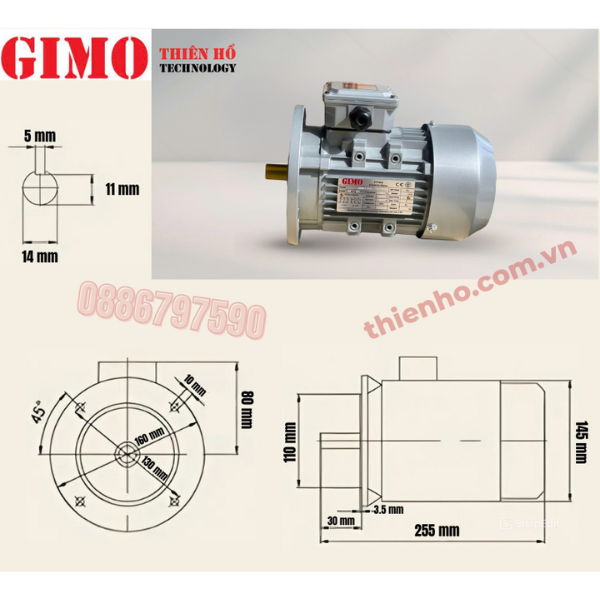 MÔ TƠ ĐIỆN 3 PHA 0.37KW GMS-712-4