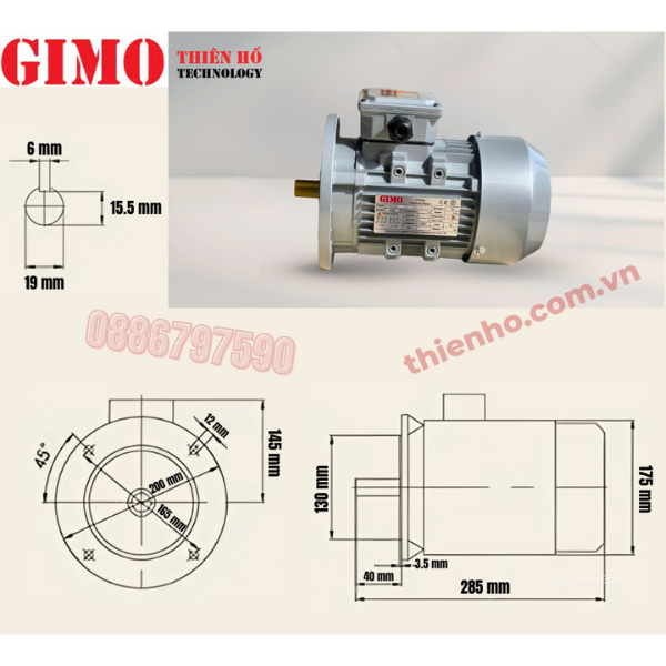 MÔ TƠ ĐIỆN 3 PHA 0.75KW GMS-80M1-2