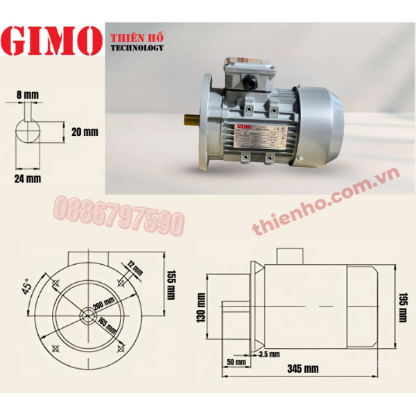 MÔ TƠ ĐIỆN 3 PHA 1.5KW GMS-90L-4