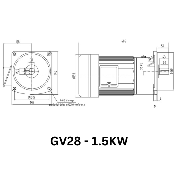 MOTOR GIẢM TỐC GIMO DÒNG MẶT BÍCH GV28-1.5KW-10