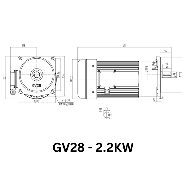 MOTOR GIẢM TỐC GIMO DÒNG MẶT BÍCH GV28-2.2KW-5
