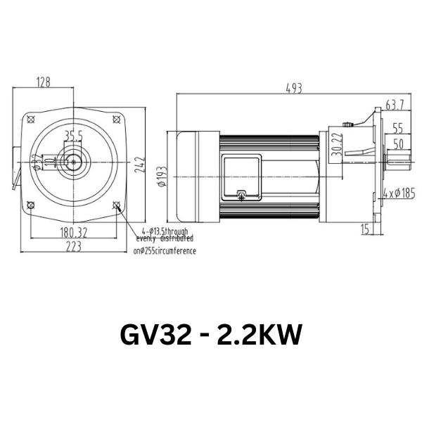 MOTOR GIẢM TỐC GIMO DÒNG MẶT BÍCH GV32-2.2KW-25