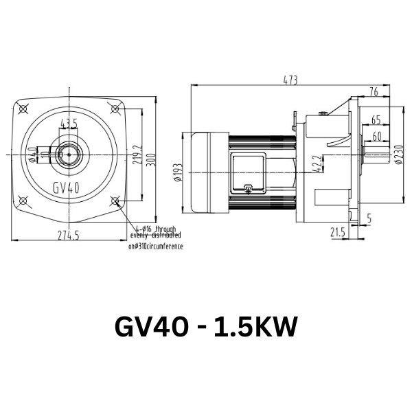 MOTOR GIẢM TỐC GIMO DÒNG MẶT BÍCH GV40-1.5KW-200