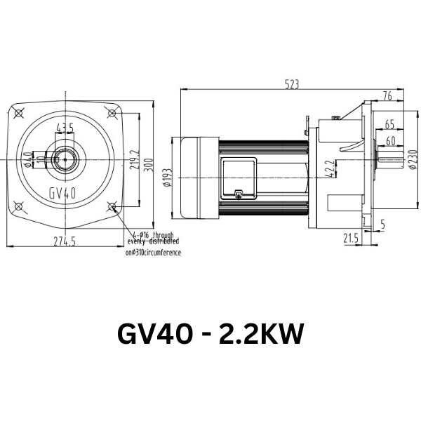 MOTOR GIẢM TỐC GIMO DÒNG MẶT BÍCH GV40-2.2KW-25