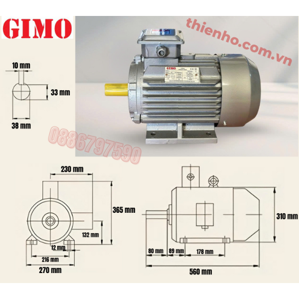 MÔ TƠ ĐIỆN 3 PHA 5.5KW GYE3-132S1-2