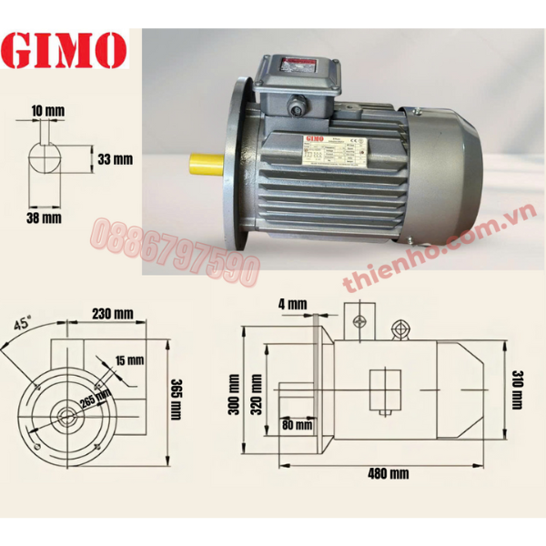 MÔ TƠ ĐIỆN 3 PHA 5.5KW GYE3-132S-4
