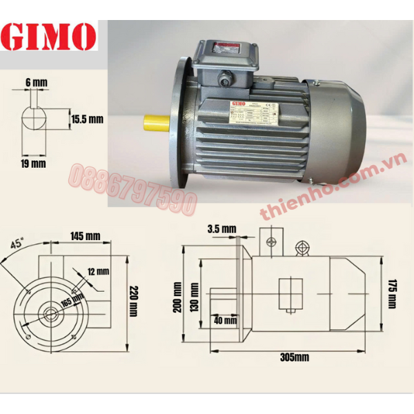 MÔ TƠ ĐIỆN 3 PHA 0.37KW GYE3-80M1-6
