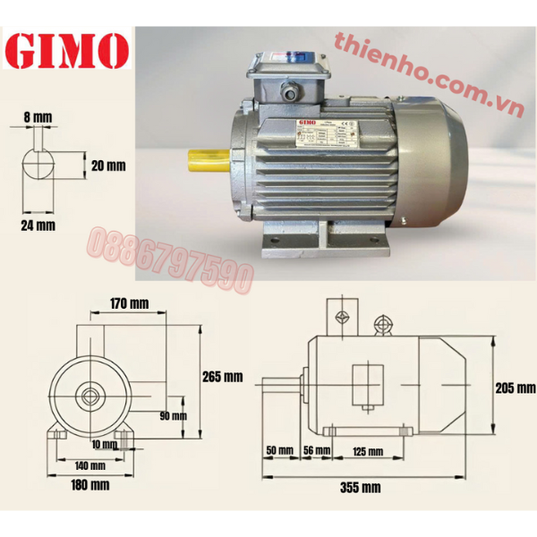 MÔ TƠ ĐIỆN 3 PHA 1.1KW GYE3-90L-6