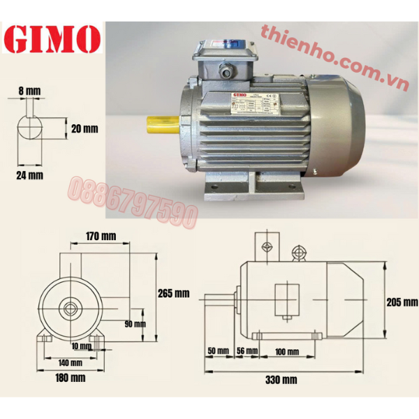 MÔ TƠ ĐIỆN 3 PHA 1.1KW GYE3-90S-4