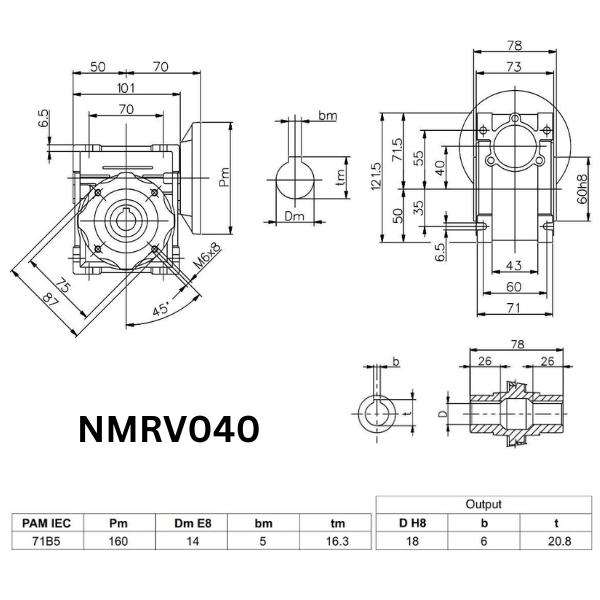 MOTOR GIẢM TỐC NMRV040-50-71B5