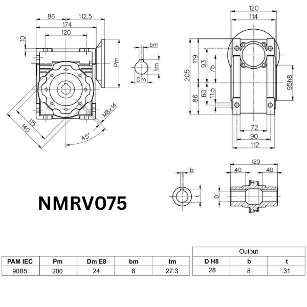 MOTOR GIẢM TỐC NMRV075-40-90B5