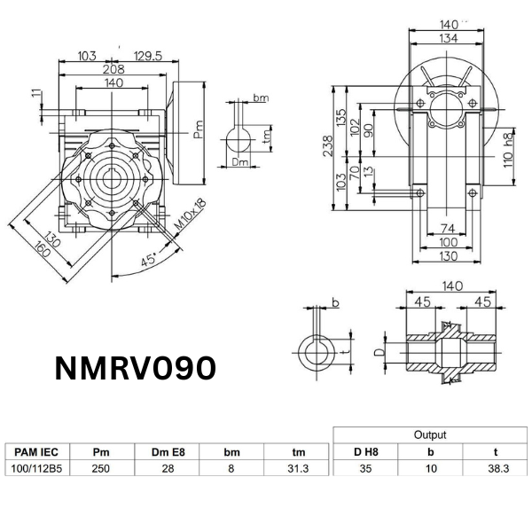 MOTOR GIẢM TỐC NMRV090-20-100B5